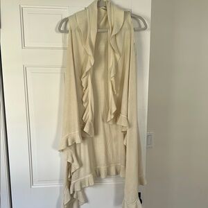 Cream Ruffled Open Cardigan